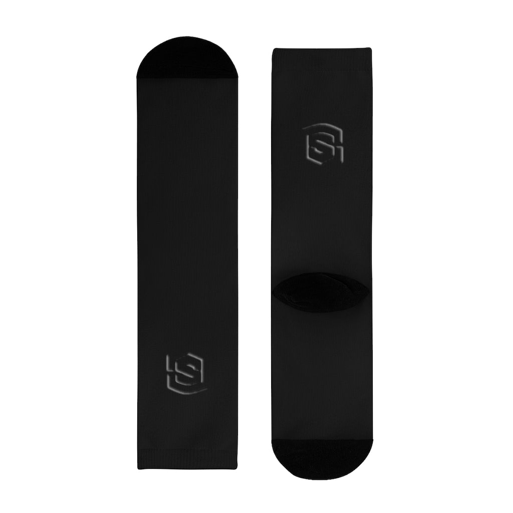 Black Sublimation Crew Socks (EU) Blue Logo