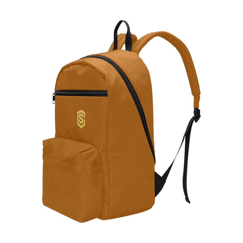 Brown Travel Backpack With Gold Logo Travel Backpack(Large Capacity)(Model 1691)