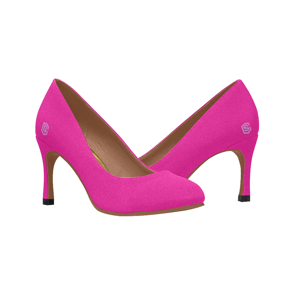 pink logo Women's High Heels (Model 048)