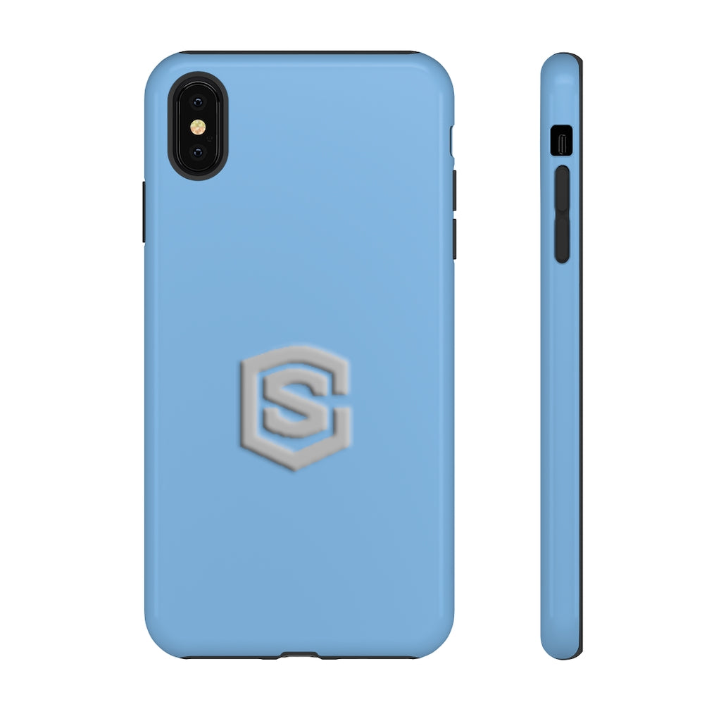 Blue Tough Cases Silver Logo