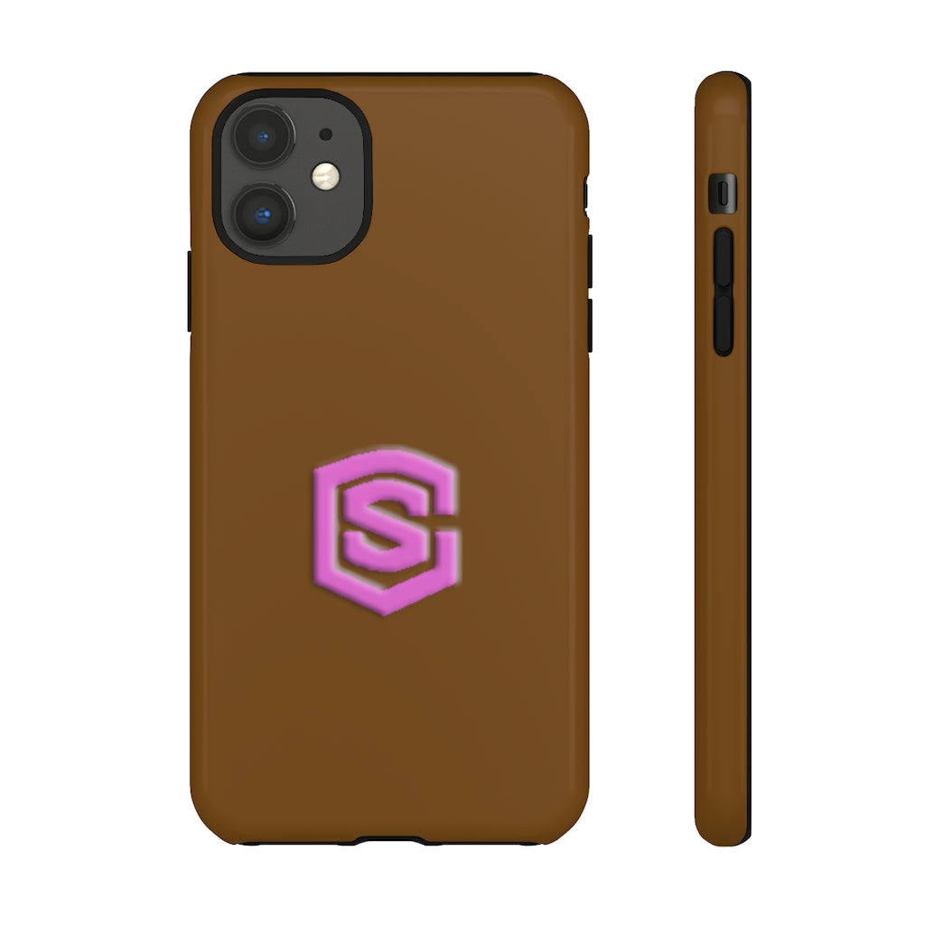 Brown Tough Cases Pink Logo