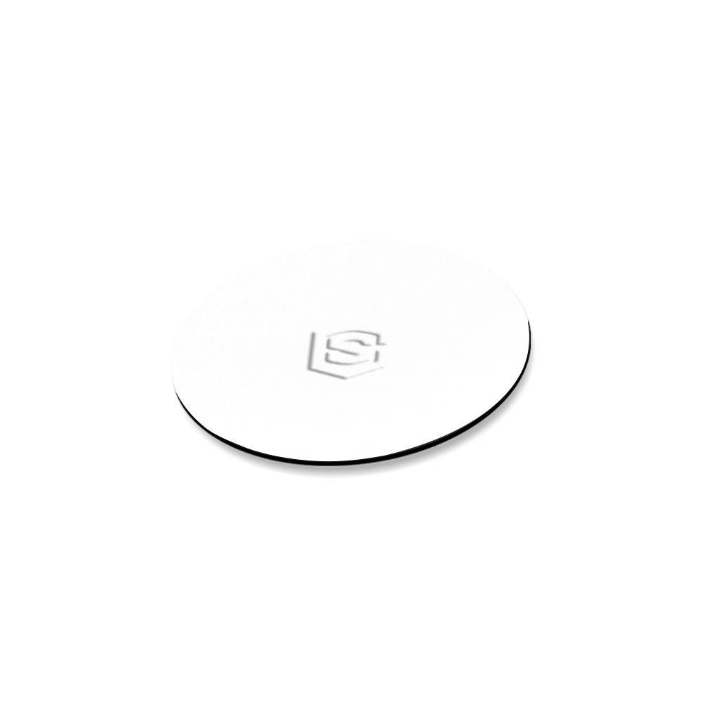White Round Coaster with White Logo Round Coaster