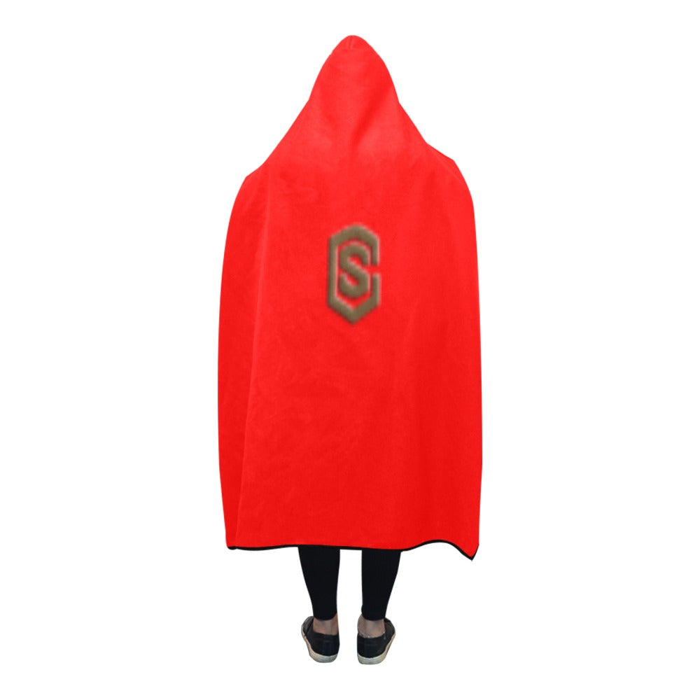 Red Hooded Blanket 80"x56" with Brown Logo Hooded Blanket 80"x56"