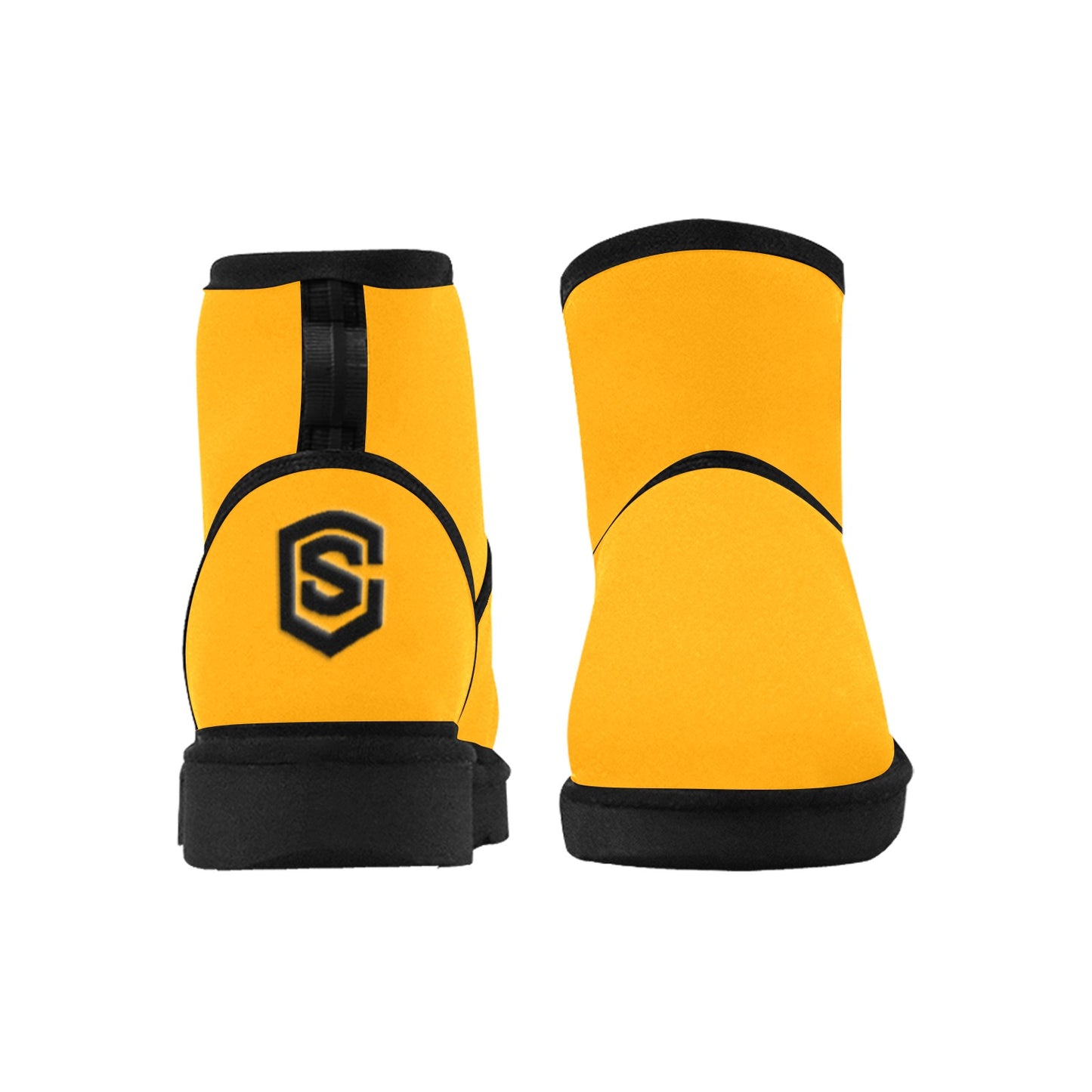 ORANGE Low Top Men's Snow Boots WITH BLACK LOGO Low Top Men's Snow Boots (Model 049)