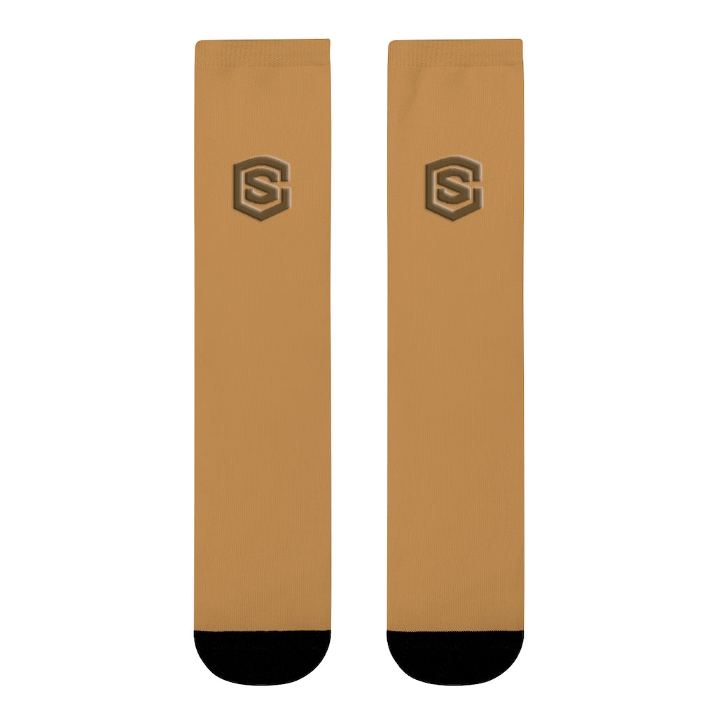Brown Sublimation Crew Socks (EU) Brown Logo