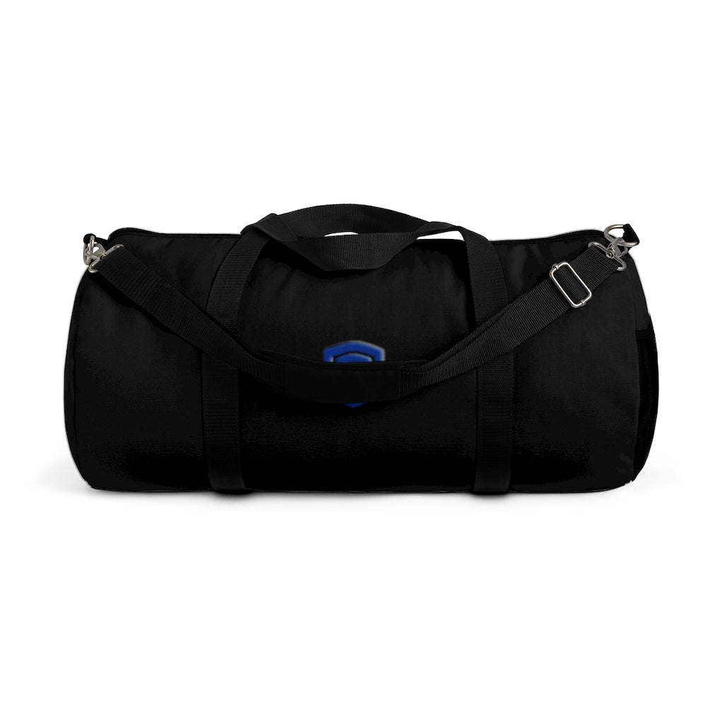 Black Duffel Bag Blue Logo