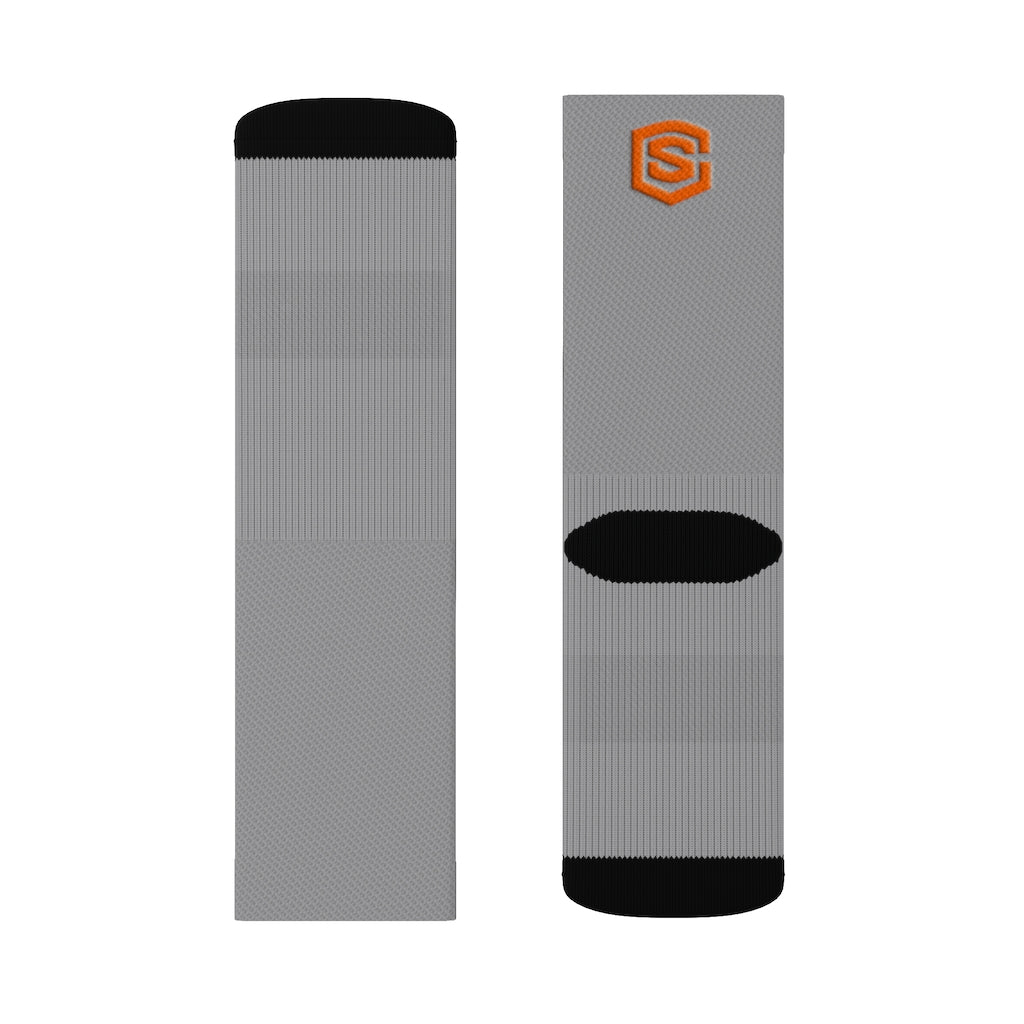 Grey Sublimation Socks Orange Logo