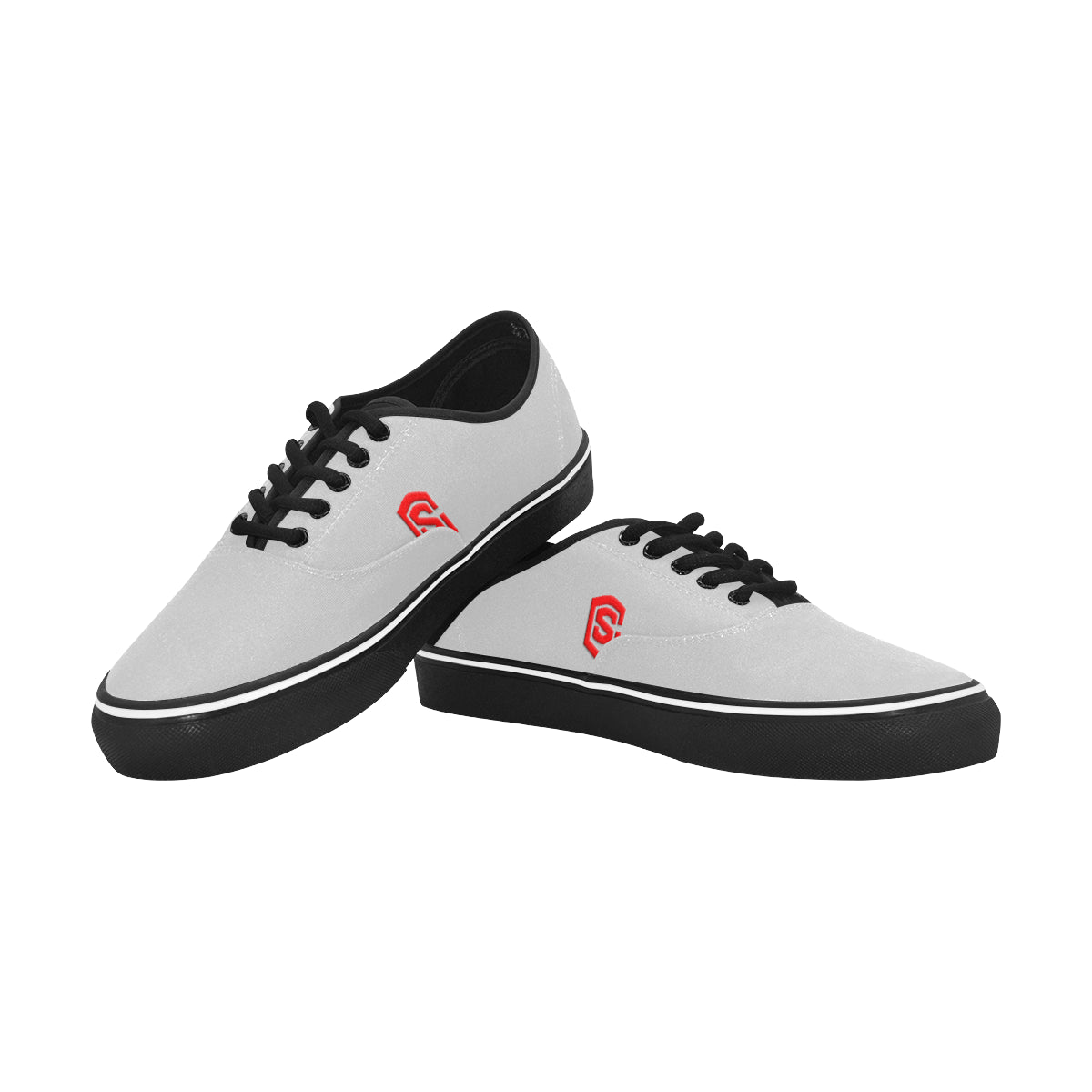 red logo Classic Men's Canvas Low Top Shoes/Large (Model E001-4)