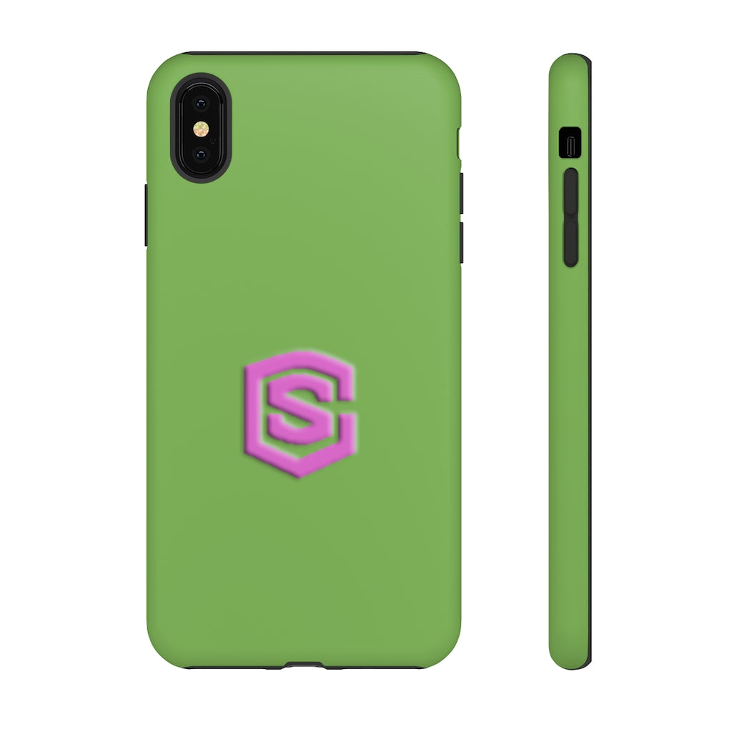Green Tough Cases Pink Logo