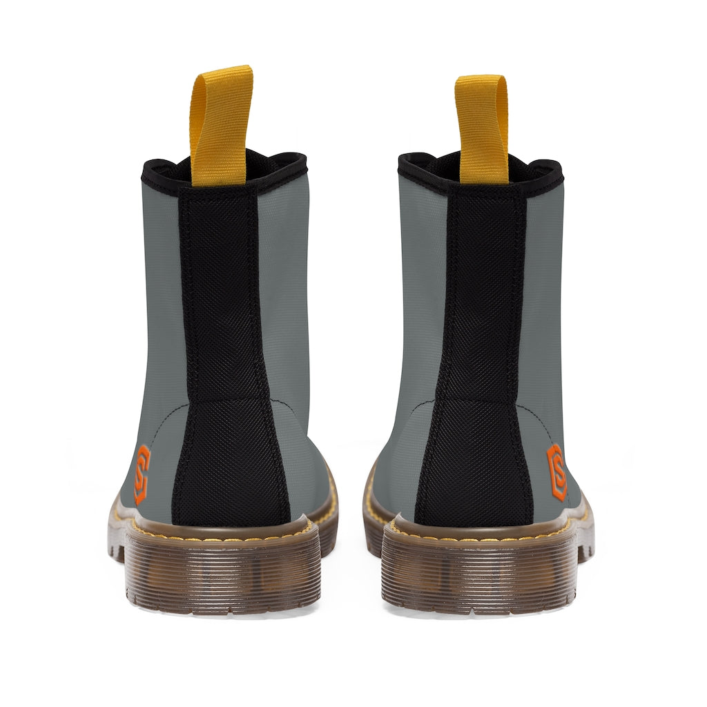 Grey Men's Canvas Boots Orange Logo