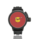 BROWN MEN SPORT WATCH WITH YELLOW LOGO Men's Sport Watch (Model 309)