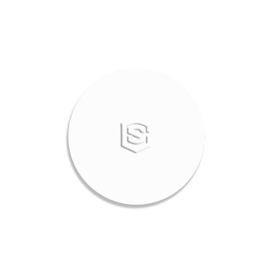 White Round Coaster with White Logo Round Coaster