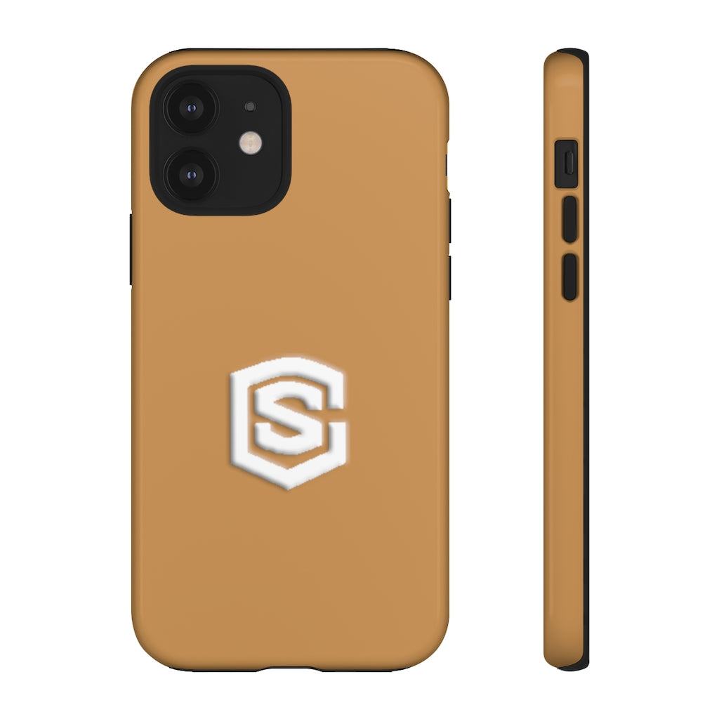 Brown Tough Cases White Logo