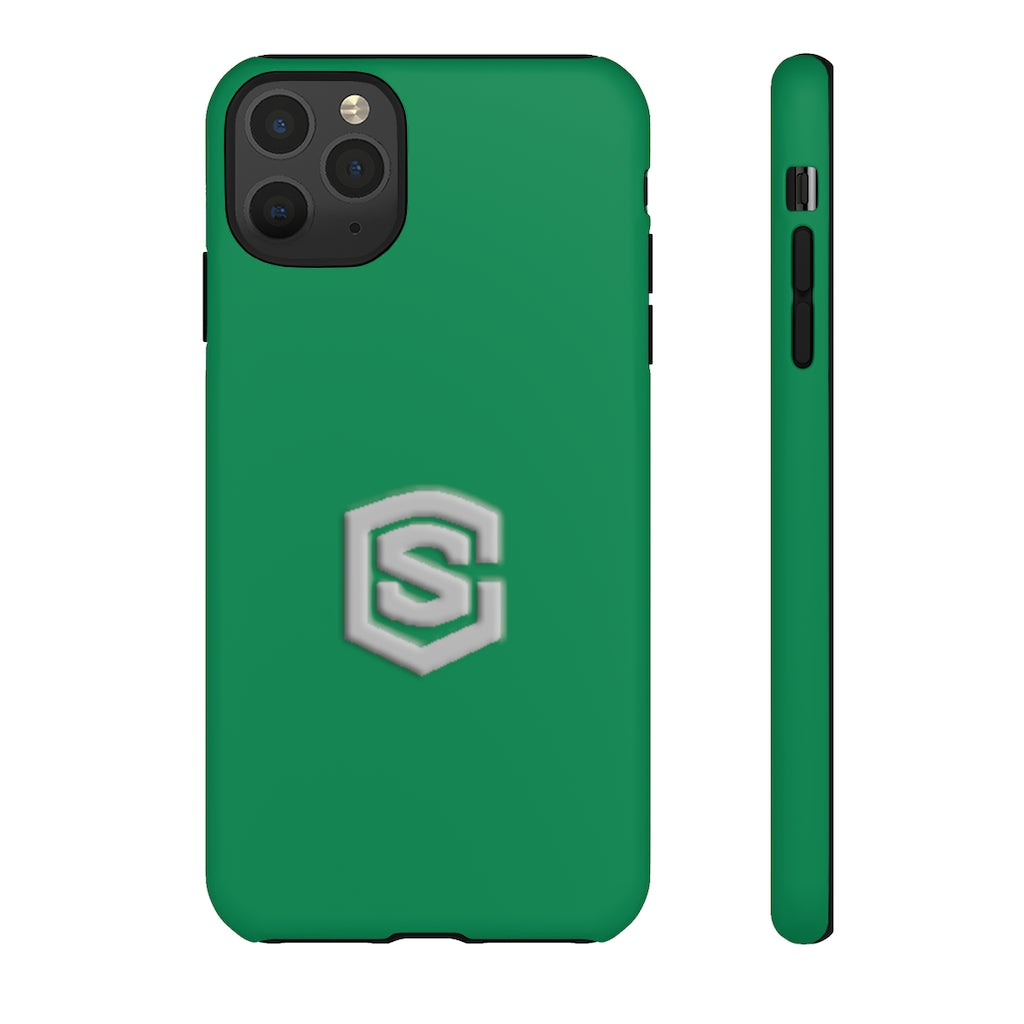 Green Tough Cases Silver Logo