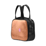 DARK ORANGE LEATHER TOP HANDLE HANDBAG  pink logo Leather Top Handle Handbag (Model 1662)