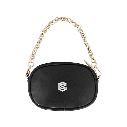 BLACK CHAIN PURSE white logo Chain Purse (Model 1626)