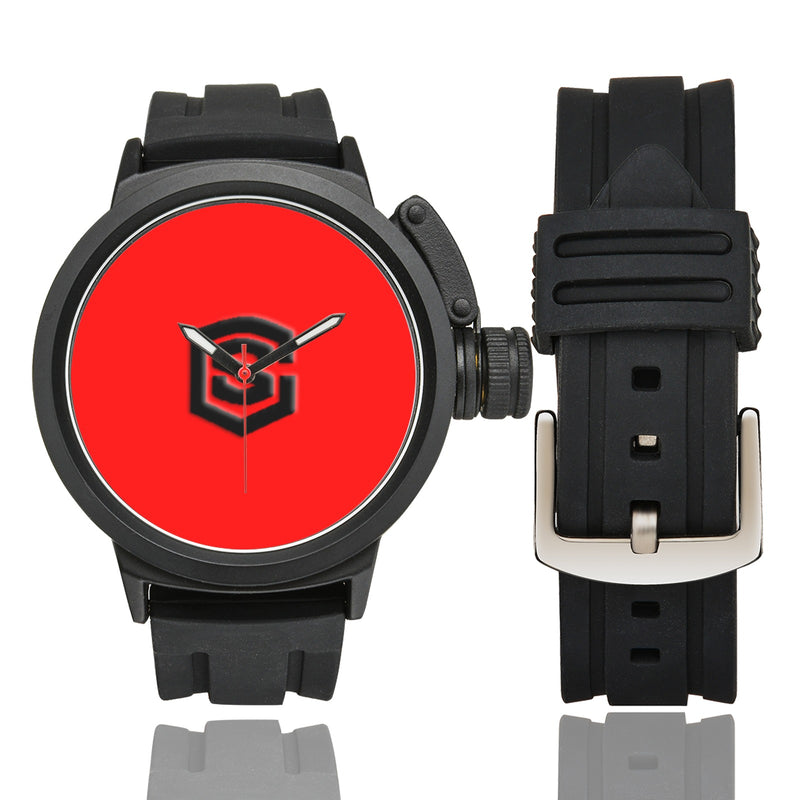 RED MEN SPORT WATCH BLACK LOGO Men's Sport Watch (Model 309)