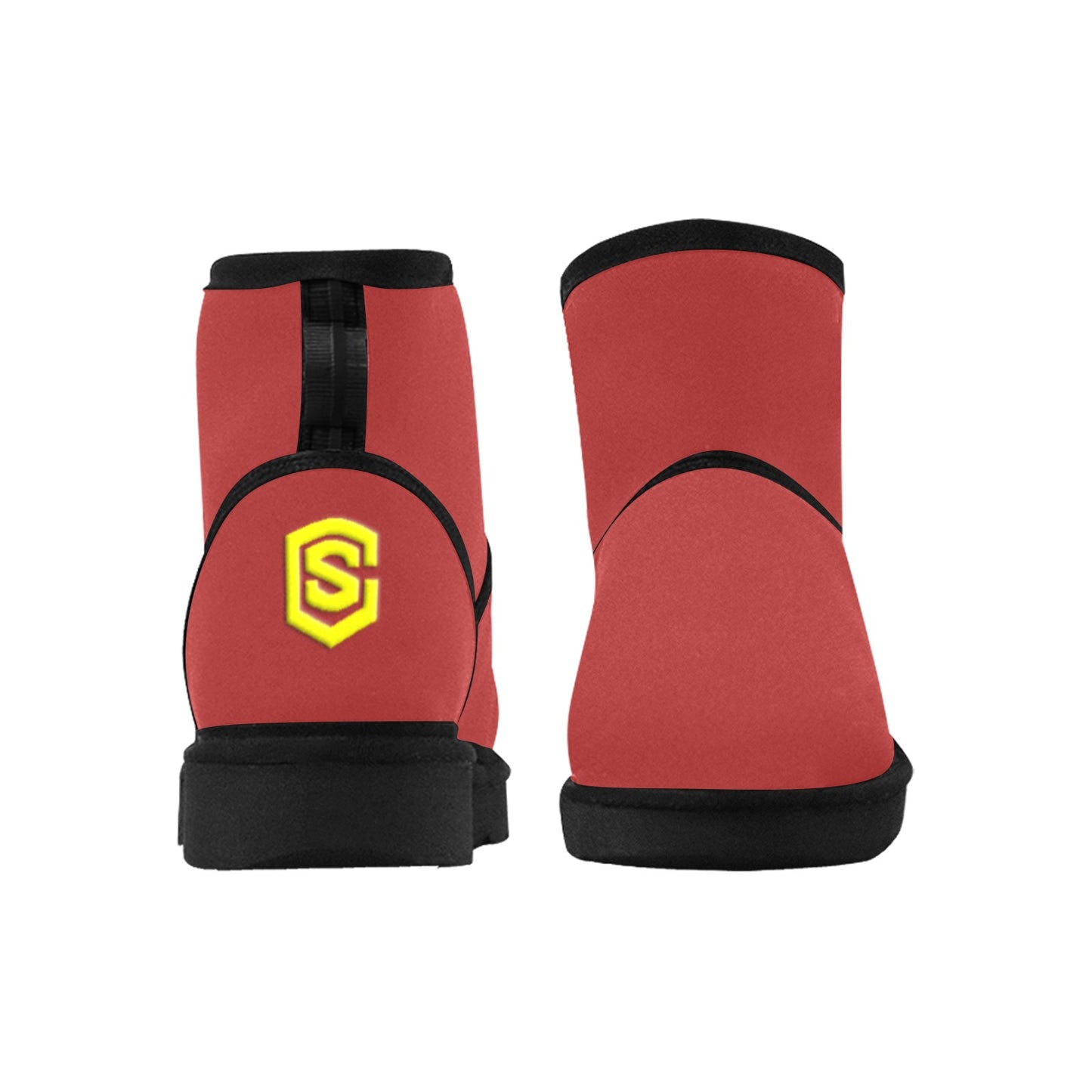 BROWN Low Top Men's Snow Boots WITH YELLOW LOGO Low Top Men's Snow Boots (Model 049)