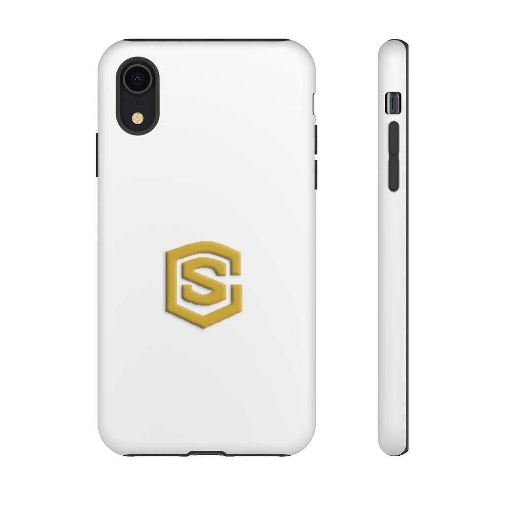 White Tough Cases Gold Logo