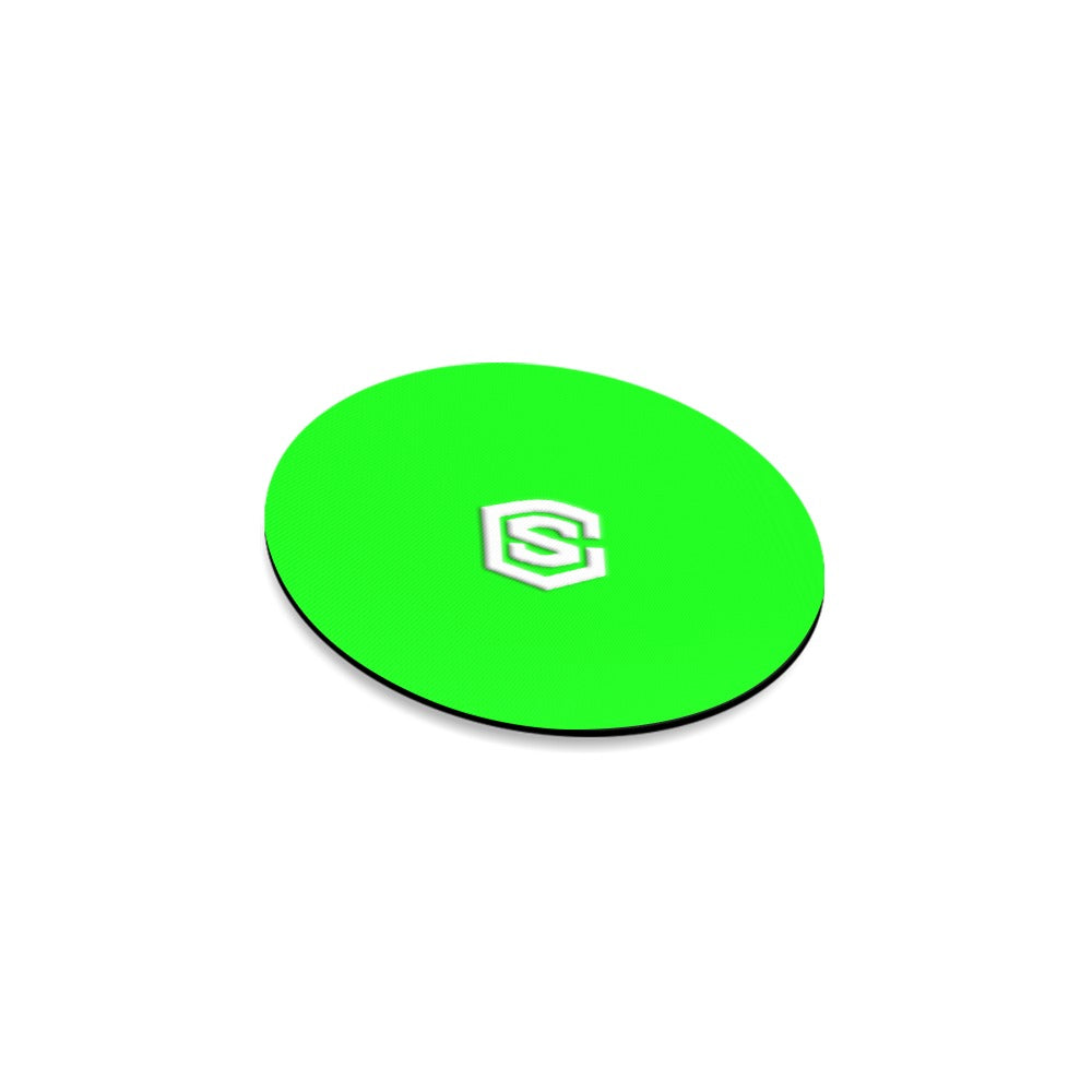 Green Round Coaster with White Logo Round Coaster