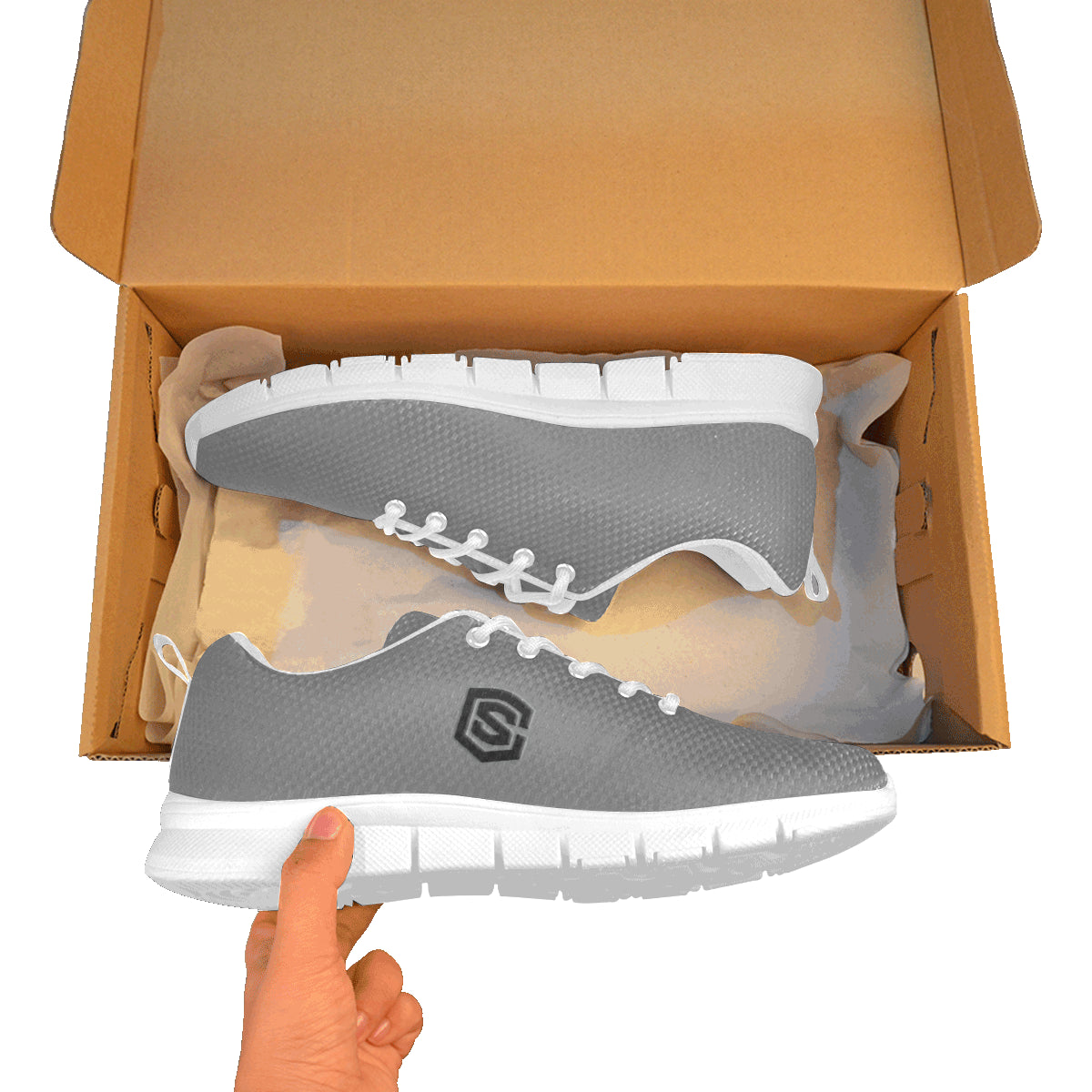 black logo Women's Breathable Running Shoes (Model 055)