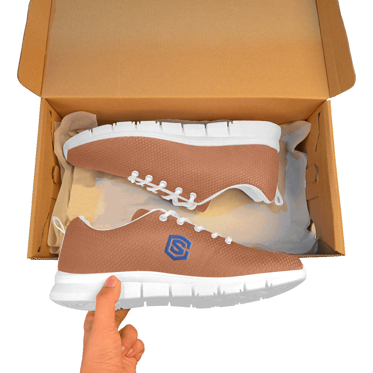 blue logo Women's Breathable Running Shoes (Model 055)