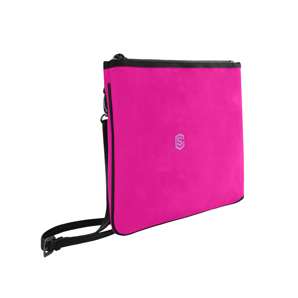 purple SLIM CLUTCH BAG pink logo Slim Clutch Bag (Model 1668)