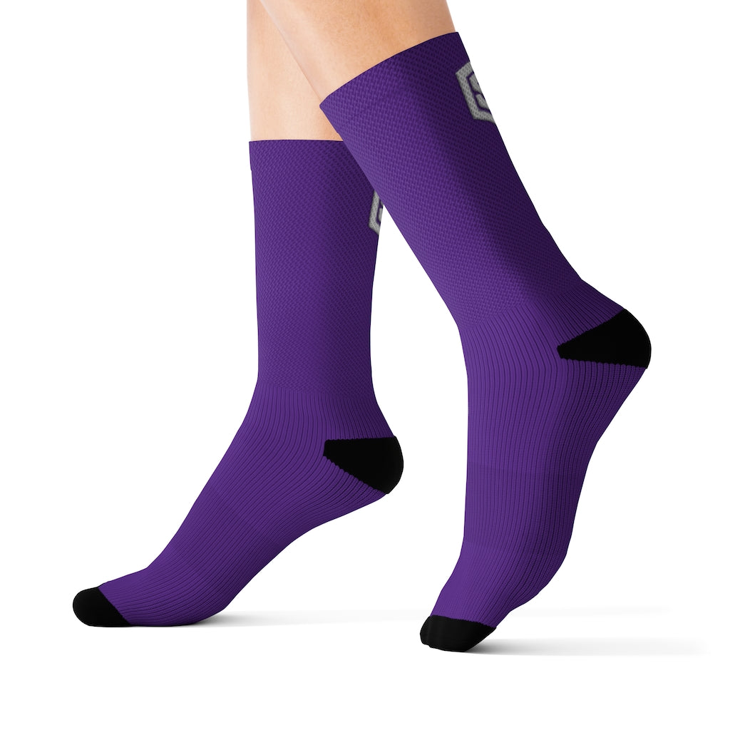Purple Sublimation Socks White Logo