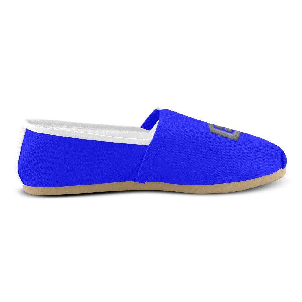 BLUE Casual Canvas Women's WITH GRAY LOGO Casual Canvas Women's Shoes (Model 004) (Designs are mirrored)