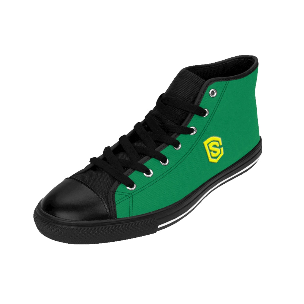 green Men's High-top Sneakers - yellow logo