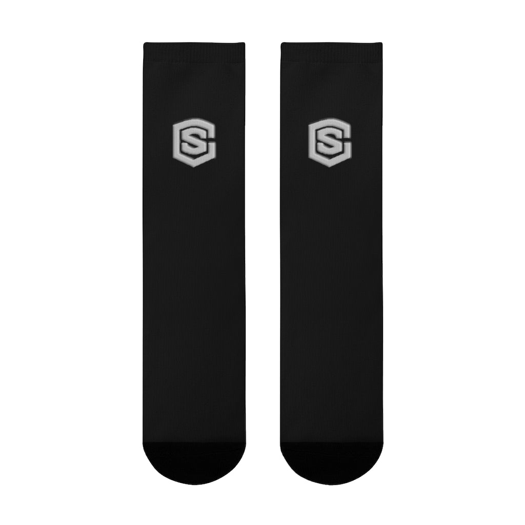 Black Sublimation Crew Socks (EU) Silver Logo
