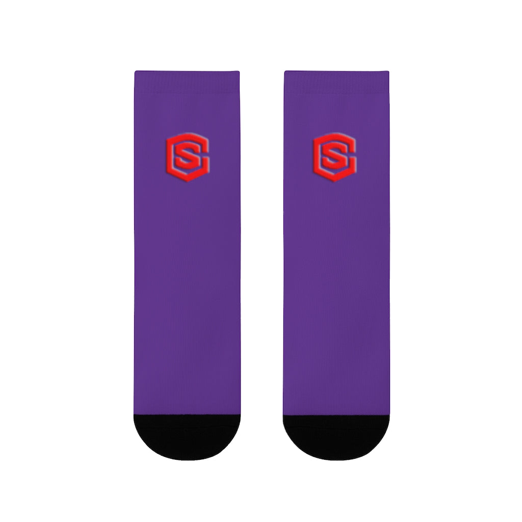 Purple Sublimation Crew Socks (EU) Red Logo