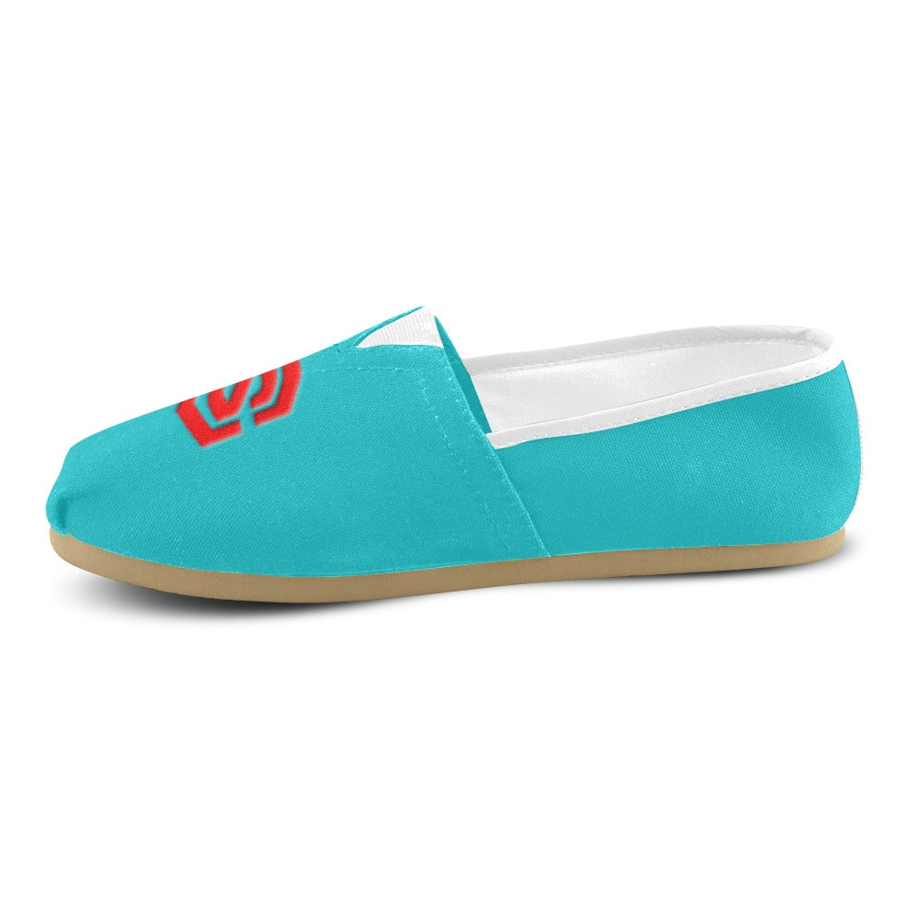 PINK Casual Canvas Women's WITH RED  LOGO Casual Canvas Women's Shoes (Model 004) (Designs are mirrored)