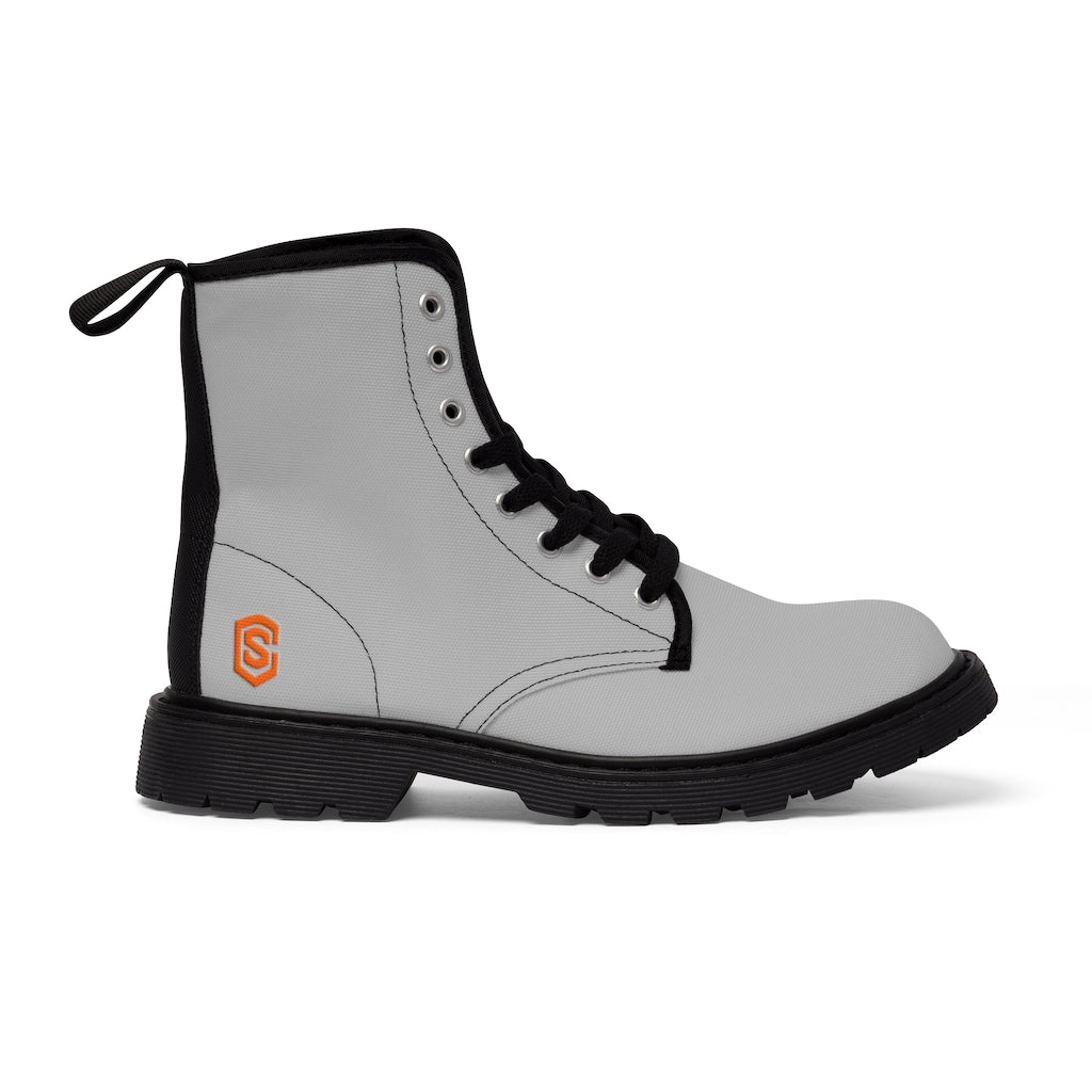 Silver Men's Canvas Boots Orange Logo