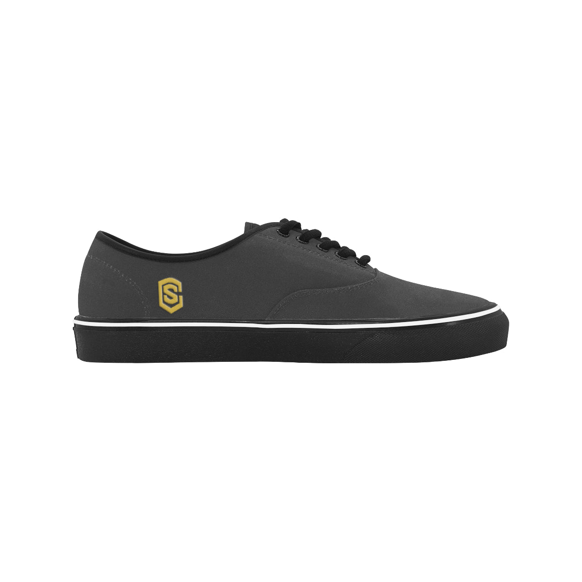gold logo Classic Men's Canvas Low Top Shoes/Large (Model E001-4)