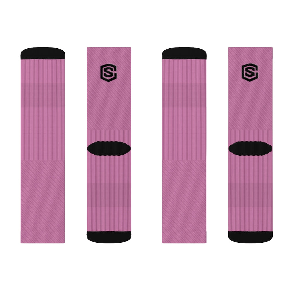 Light Pink Sublimation Socks Black Logo