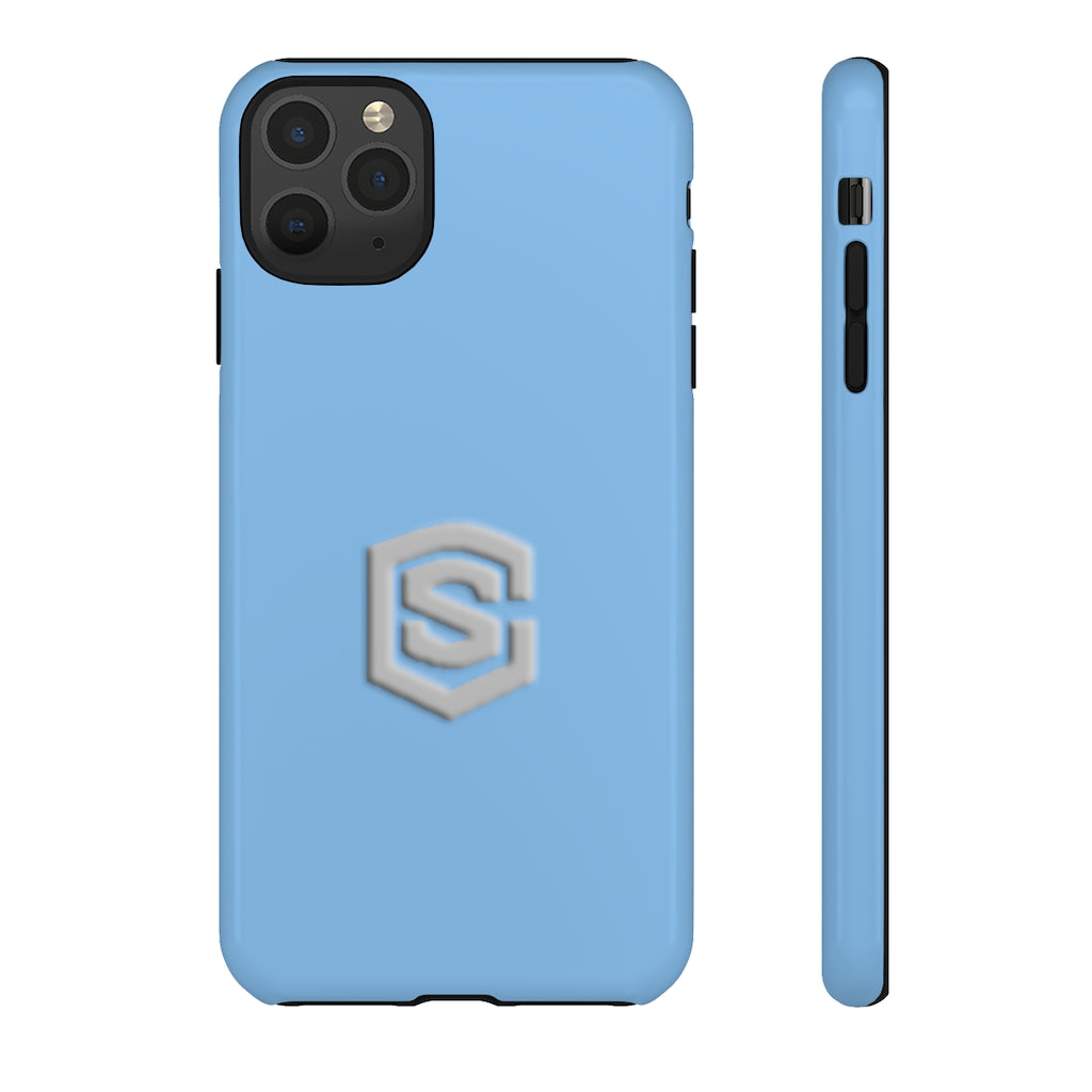 Blue Tough Cases Silver Logo