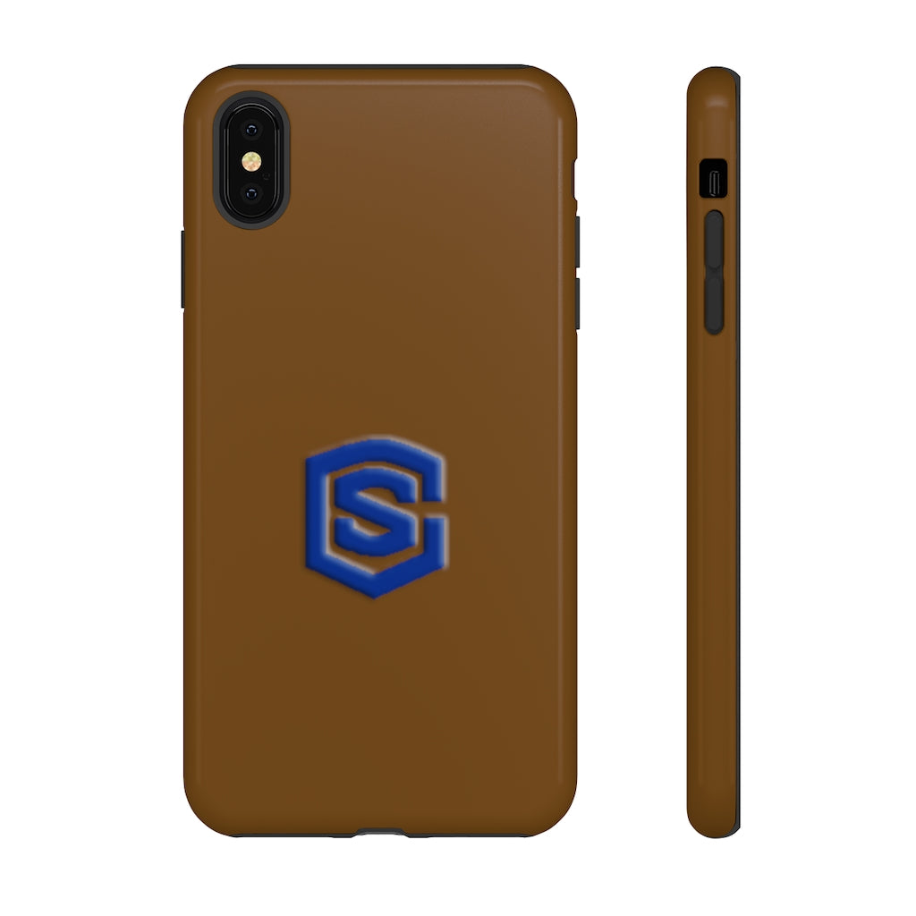Brown Tough Cases Blue Logo