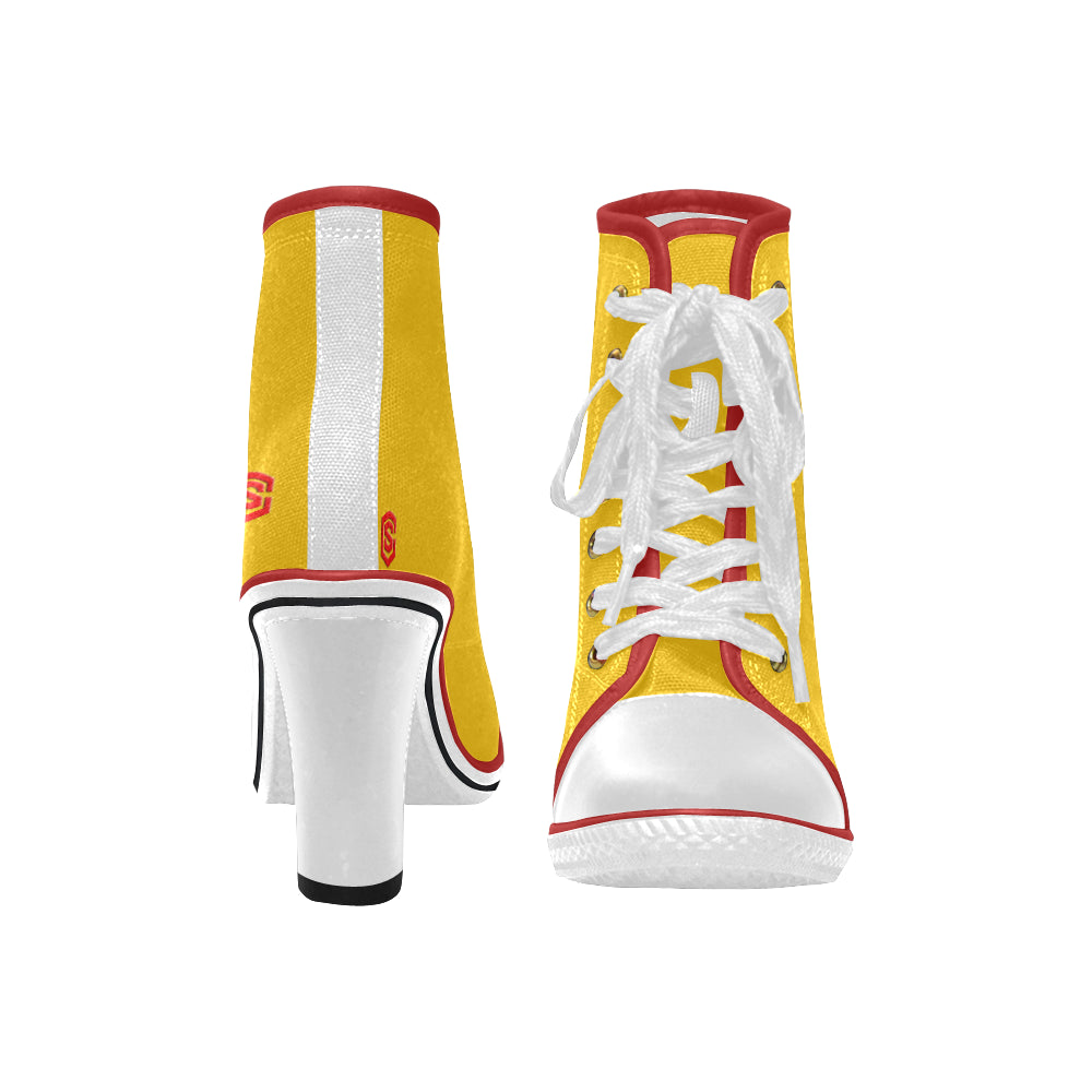 red logo Women's Lace Up Chunky Heel Ankle Booties (Model 054)