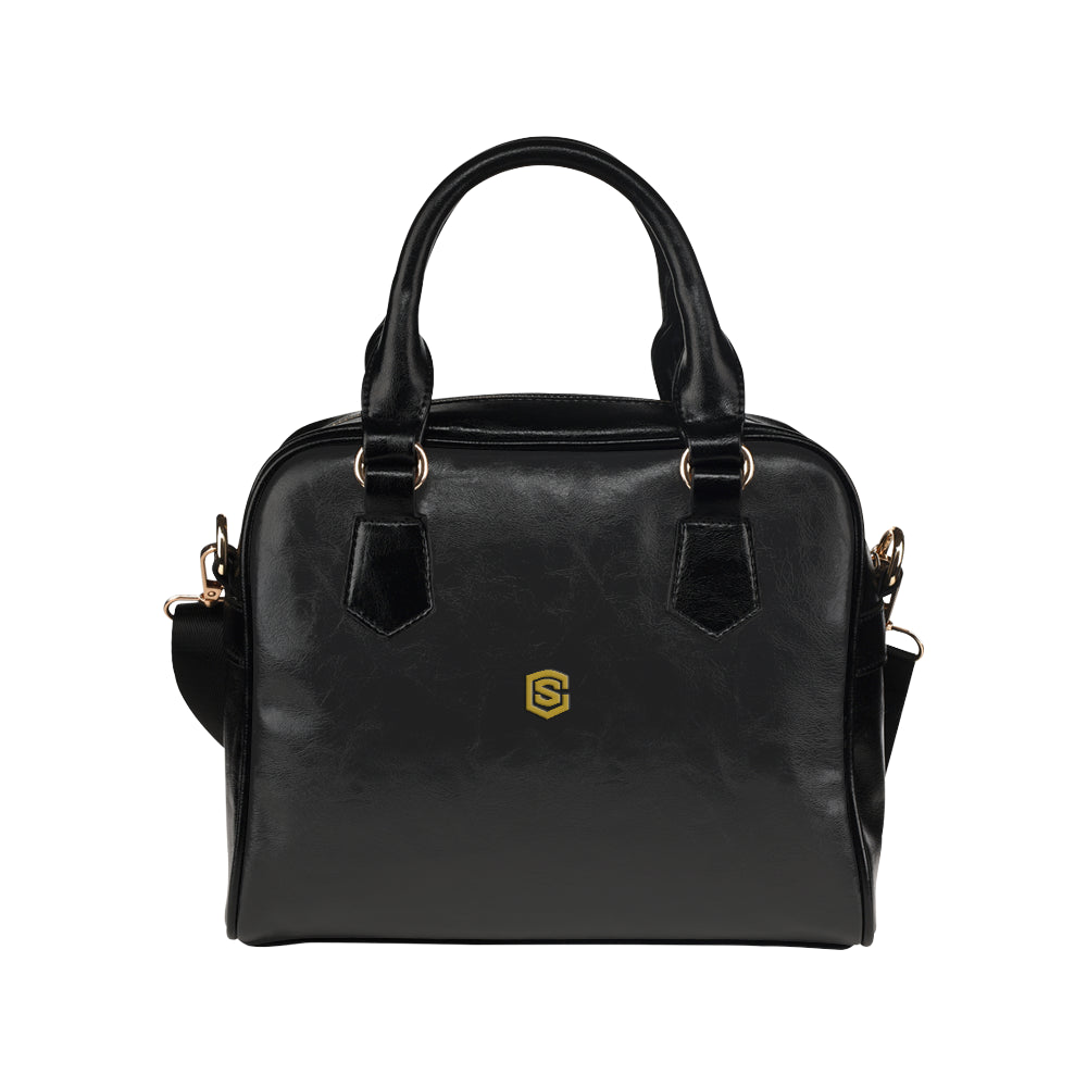 BLACK Shoulder Handbag gold logo Shoulder Handbag (Model 1634)