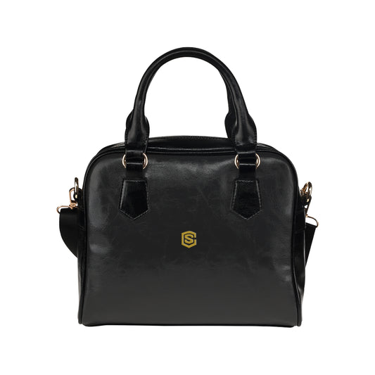 BLACK Shoulder Handbag gold logo Shoulder Handbag (Model 1634)