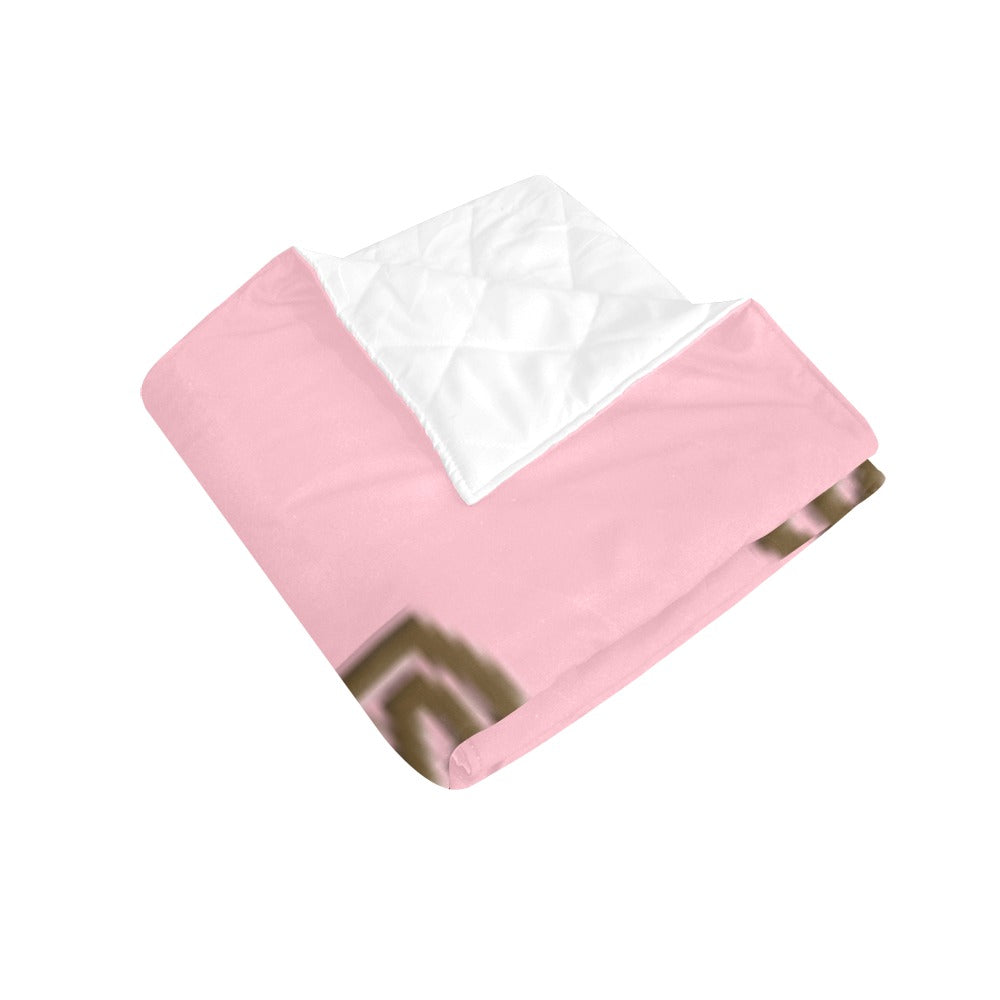 Pink Custom Quilt with Brown Logo Custom Quilt  70" x 80"