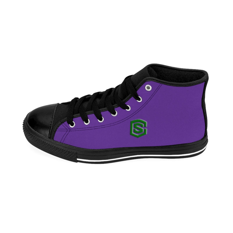purple Men's High-top Sneakers - green logo