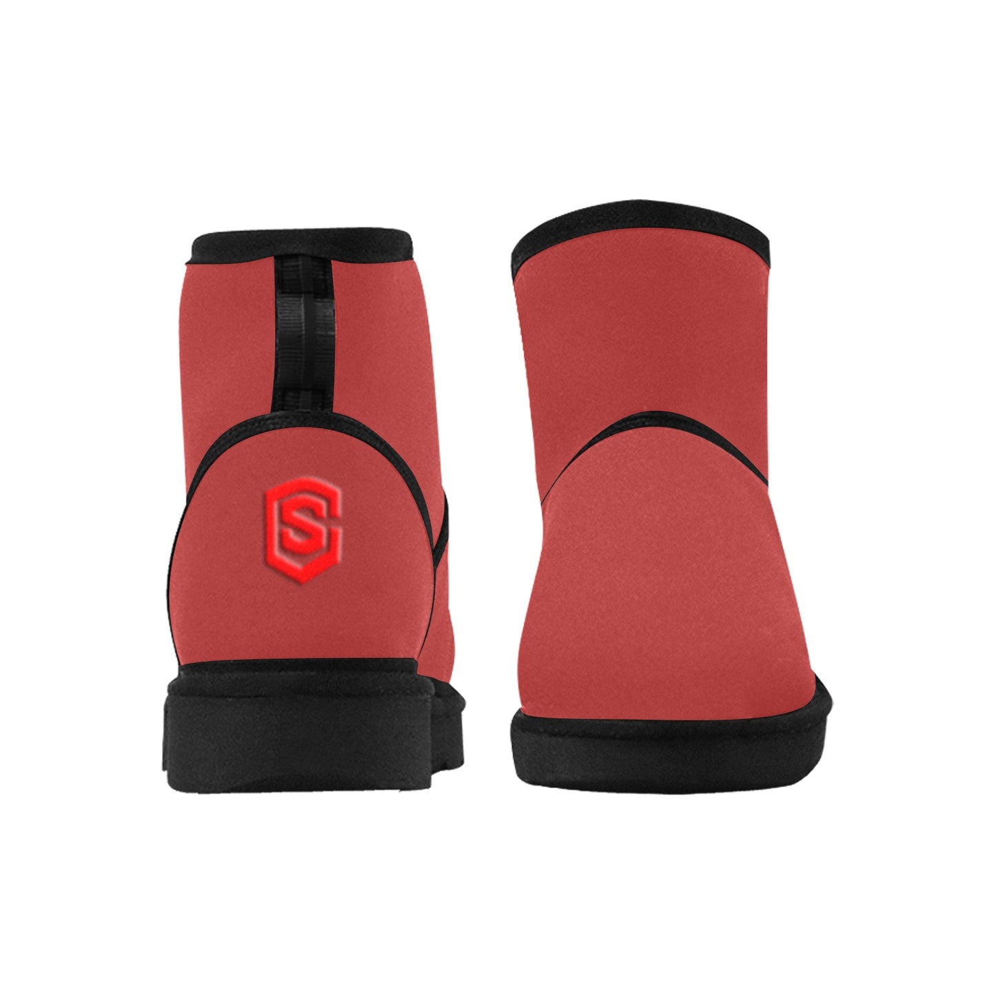 BROWN Low Top Men's Snow Boots WITH RED LOGO Low Top Men's Snow Boots (Model 049)