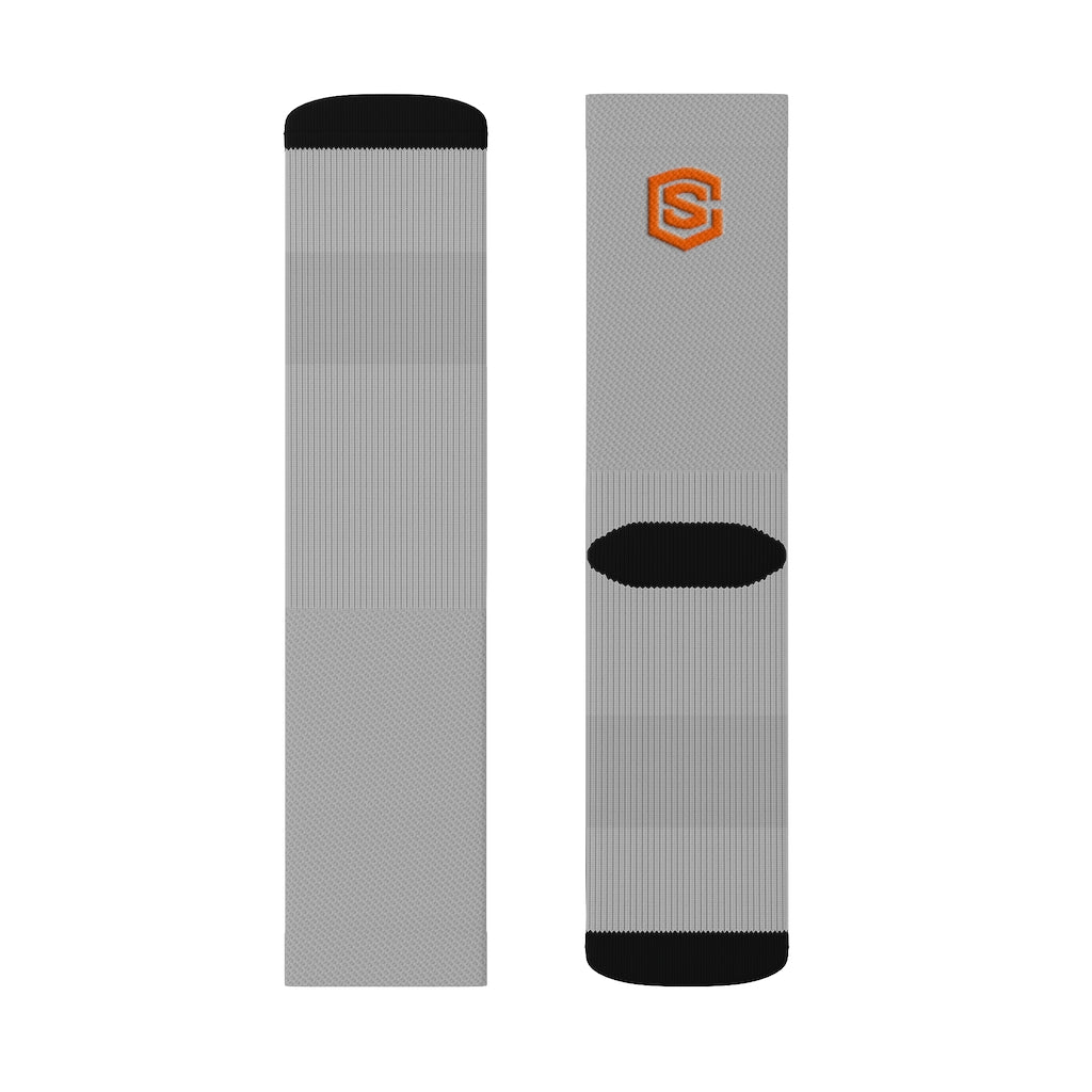 Grey Sublimation Socks Orange Logo