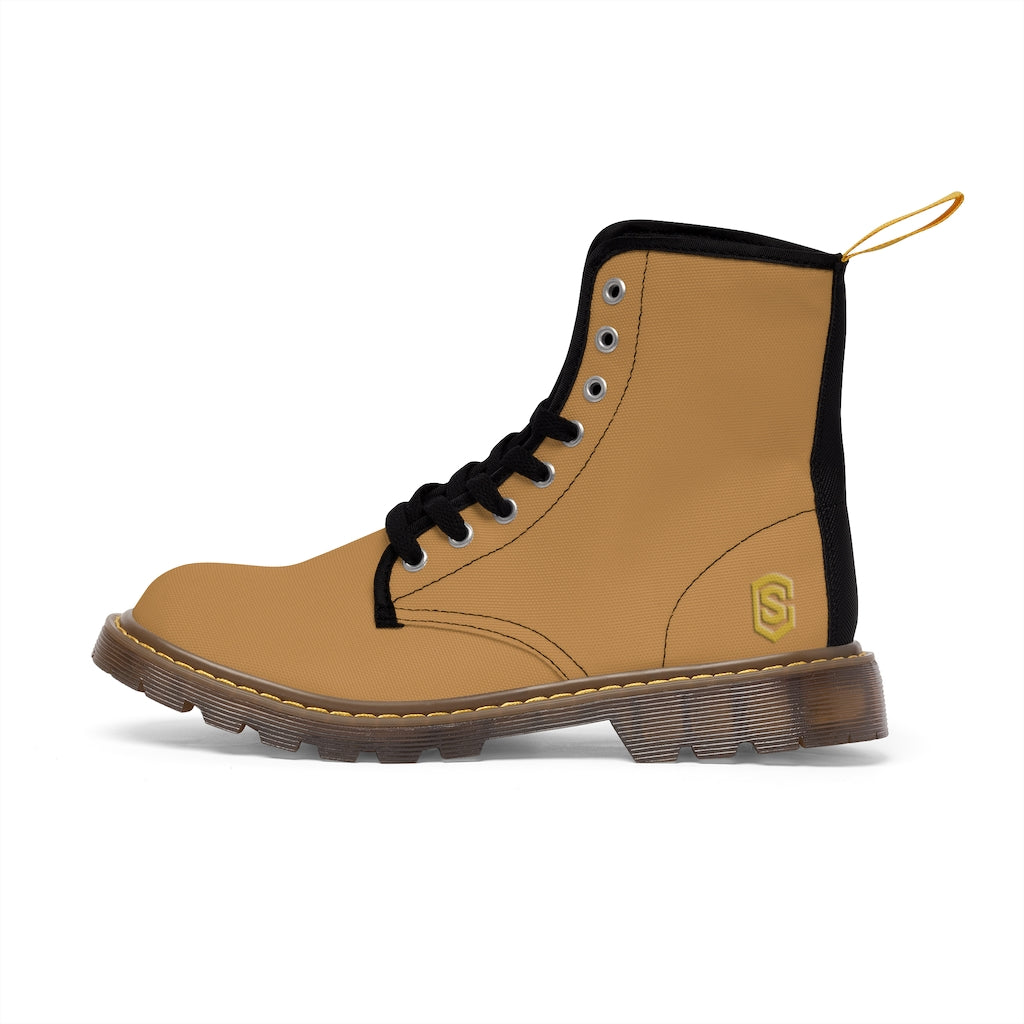 Brown Men's Canvas Boots Gold Logo