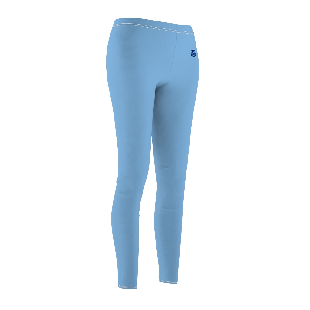 Blue Women's Cut & Sew Casual Leggings Blue logo