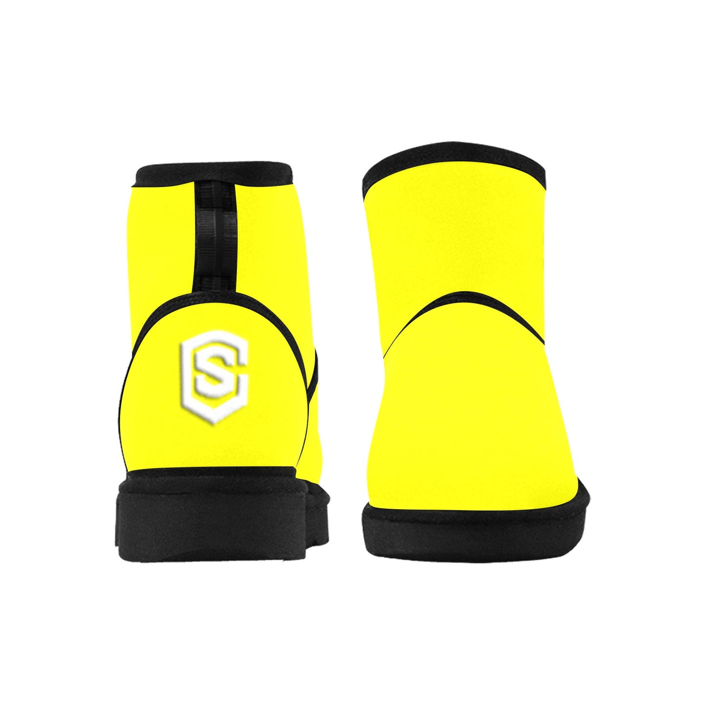 YELLOW Low Top Men's Snow Boots WITH WHITE LOGO Low Top Men's Snow Boots (Model 049)