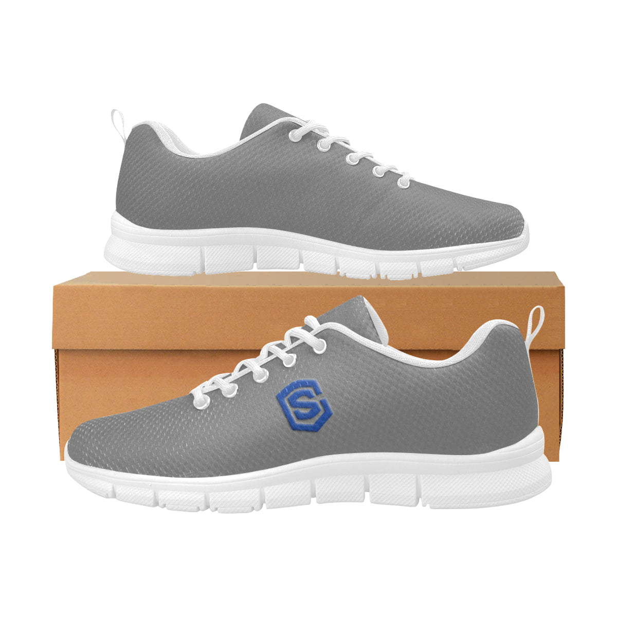 blue logo Women's Breathable Running Shoes (Model 055)