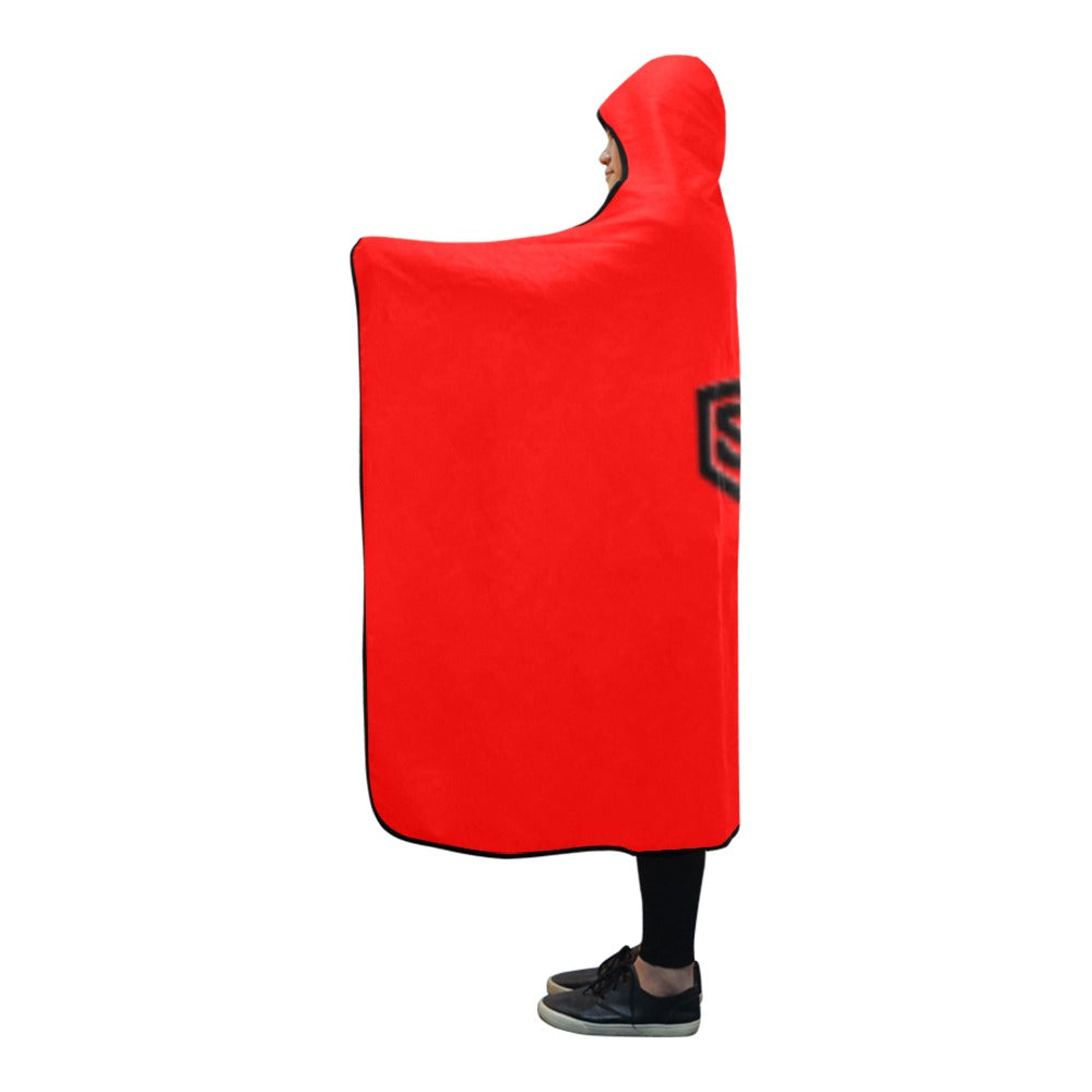 RED  Hooded Blanket WHITH BLACK LOGO Hooded Blanket 80"x56"